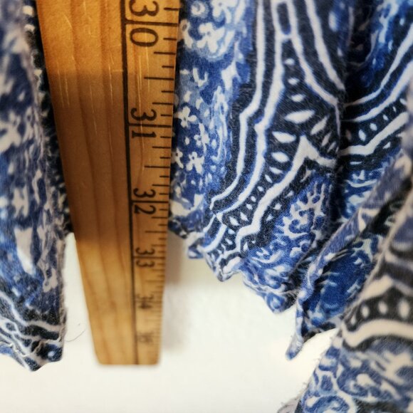 Caffe Marrakesh Blue/White Paisley Sleeveless Tunic Button Tank Top Women L Chic - Picture 14 of 14